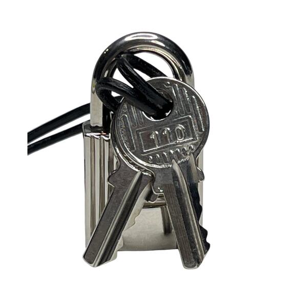 Hermès Palladium Plated Padlock and Keys Set No.110 Authentic Bag Lock Accessory - Picture 8 of 10